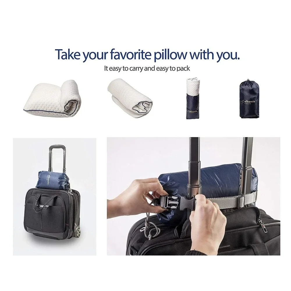alkamto Travel‎ Camping Memory Foam Pillow Comfort Soft Packable Portable Beach